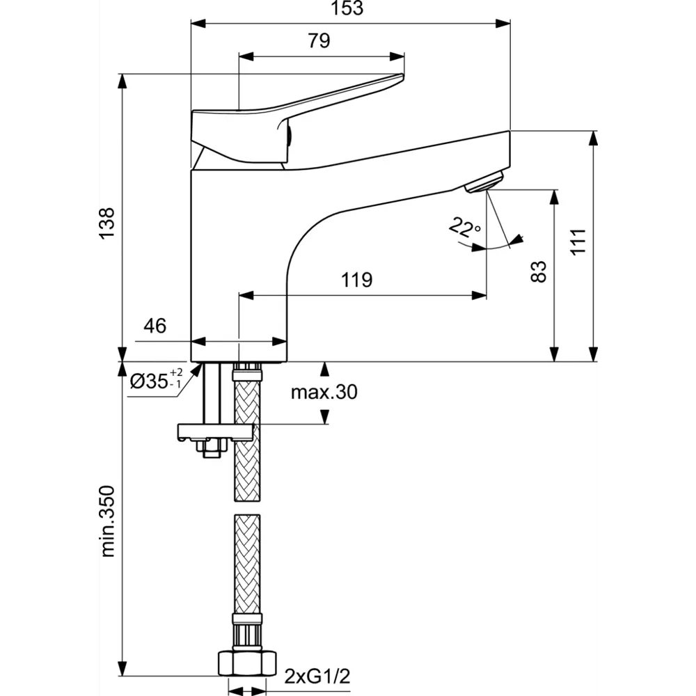 Смеситель для раковины Vidima Luna однорычажный цвет хром STLM-2006666 - Вид №4