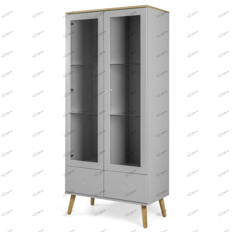 Витрина Tenzo Dot, 175х79х43 см, дуб, серая 1670612