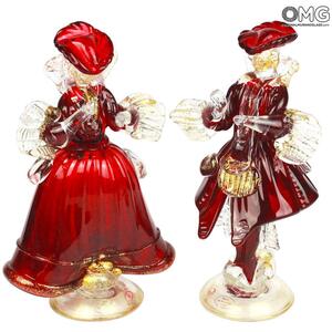 823 ORIGINALMURANOGLASS Статуэтки в стиле Голдони - Венецианская пара - rossa - муранское стекло OMG 13 см