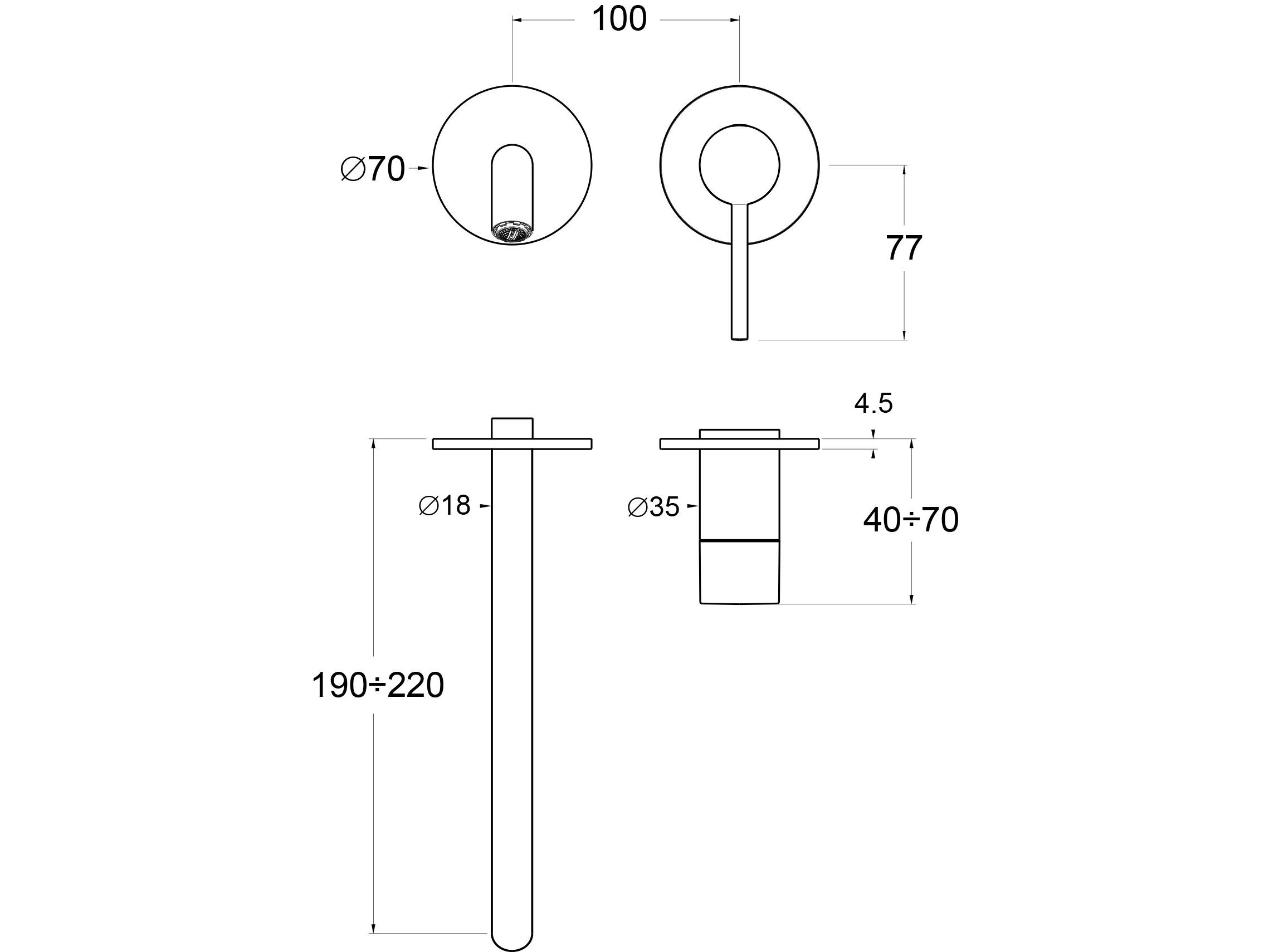 2 отверстия настенный однорычажный смеситель для раковины GUGLIELMI RUBINETTERIE Sprint ARCH-00091465 - Вид №4