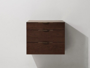 Горизонтальный настенный шкаф из дуба с ящиками