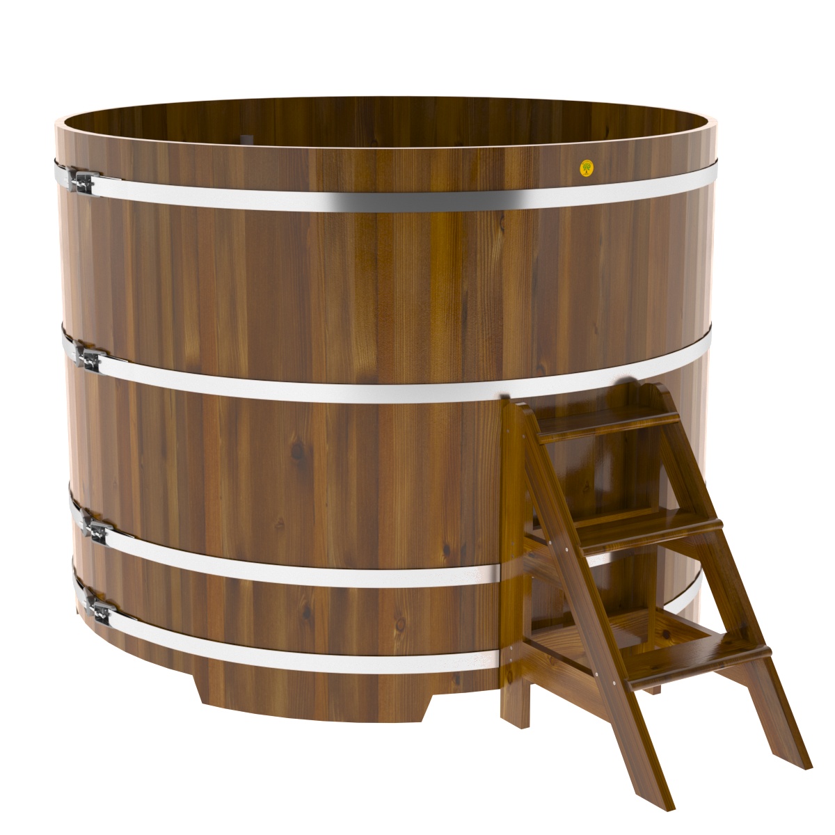 2244 Купель круглая из лиственницы Рустик d=1,80х1,4 морёная Alyarus  - Вид №1