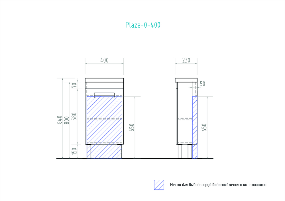 Тумба Plaza 400 (Plaza)410⨉230⨉820 мм белый Santreyd sun-id-664565 - Вид №4