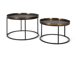 Круглый металлический журнальный столик с подносом