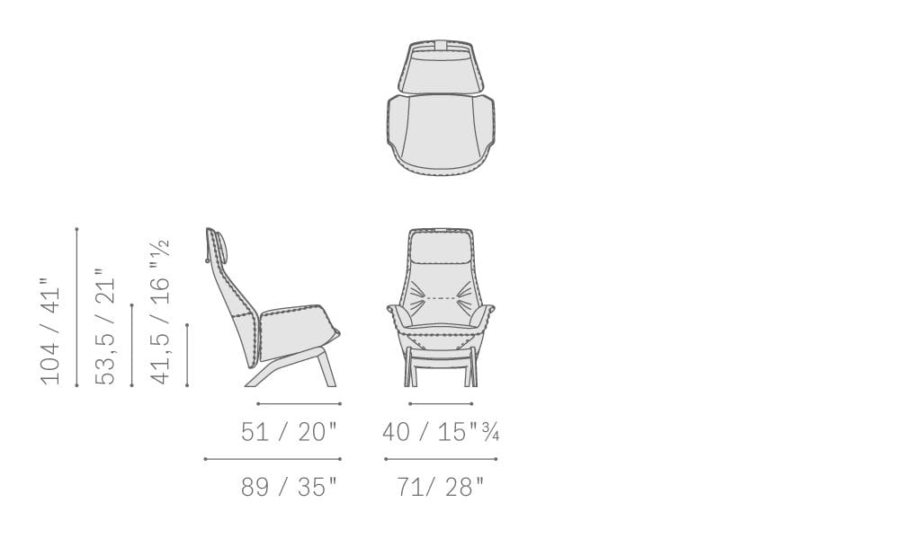 Кожаное кресло с высокой спинкой Poltrona Frau коллекция - диваны и кресла ARCH-00054710 - Вид №6
