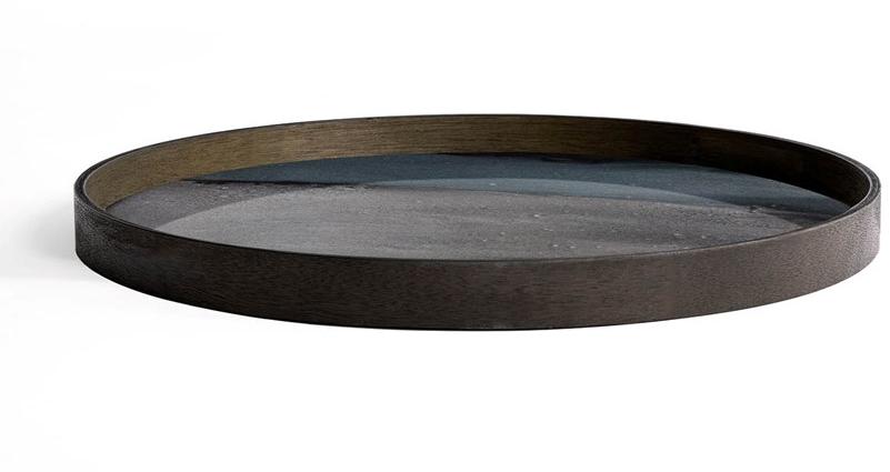 Ethnicraft Круглый поднос из дерева и стекла Linear flow 20913 - Вид №1