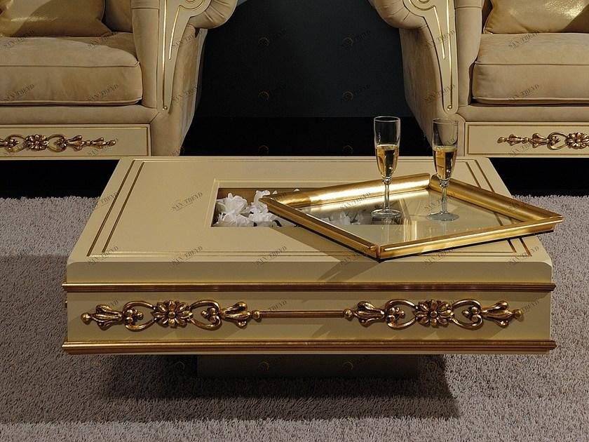 Vismara Design Низкий лакированный квадратный деревянный журнальный столик в классическом стиле Classic sun-id-1462386