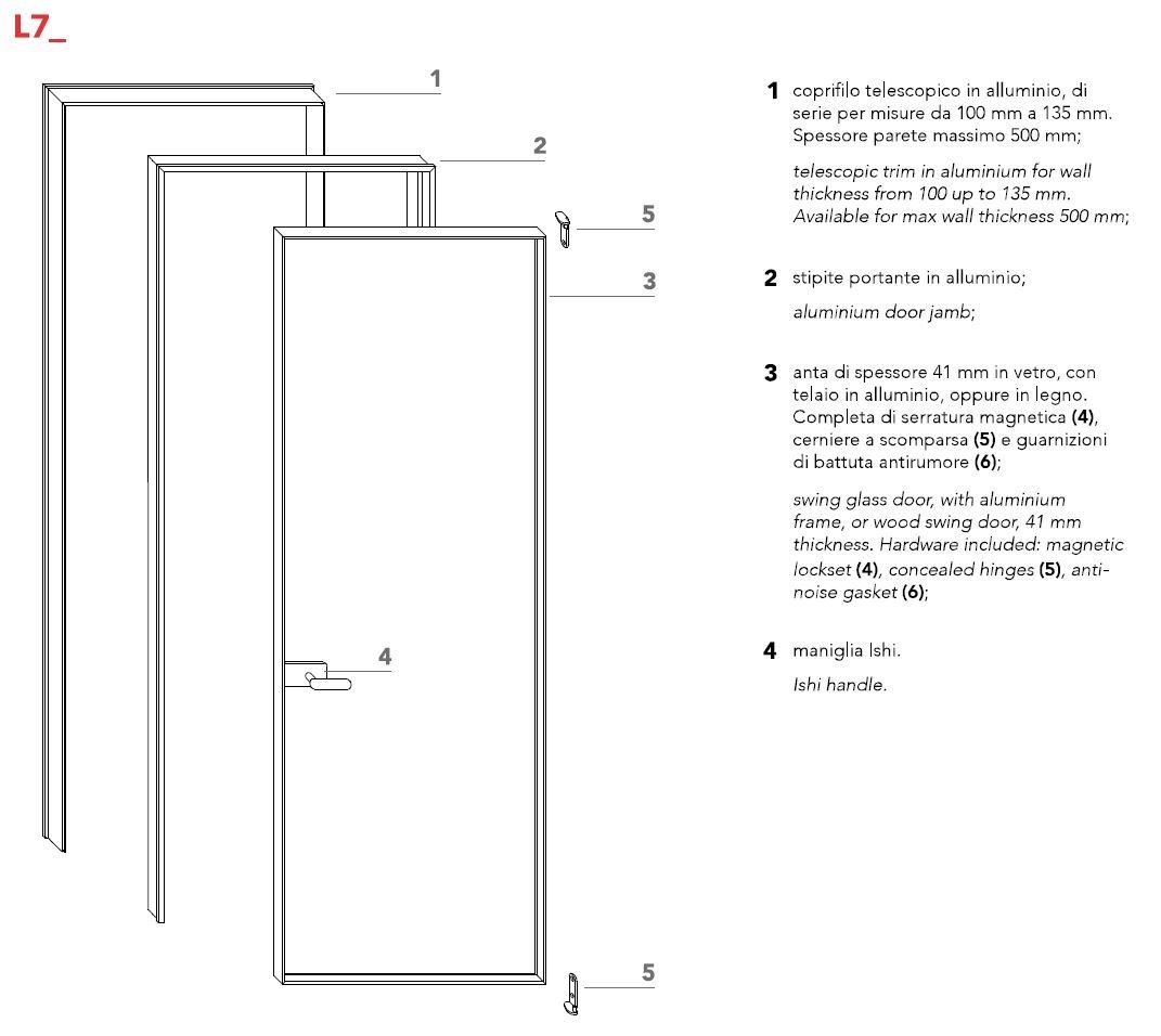 Алюминиевая и стеклянная распашная дверь с выдвижными петлями Lualdi двери ARCH-00141608 - Вид №13