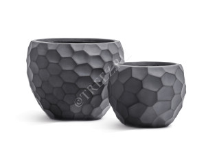 41.1016-0012-GR-41 Кашпо  ERGO - серия Comb - Полусфера - Дымчато-серый бетон Цветочная коллекция