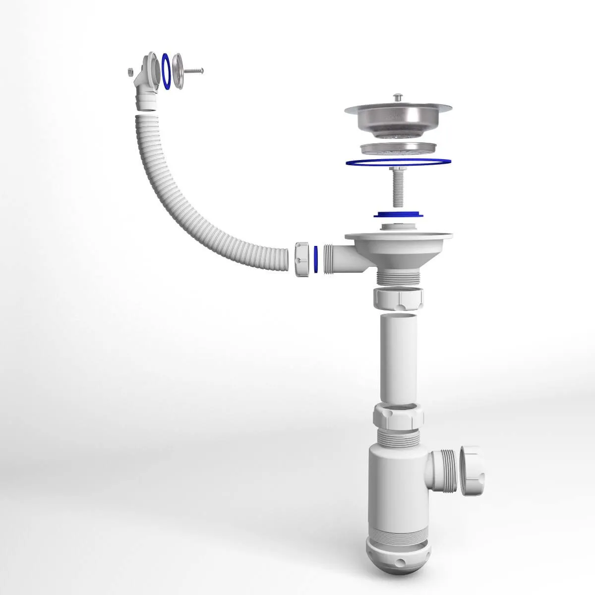 1- ый Сифон Санпласт GRAND 3 1/2" с круглым переливом(метал) GRANFEST С.Н.310-11-24 - Вид №2