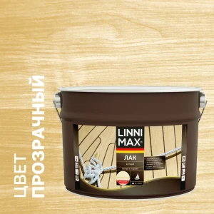 Яхтный лак Linnimax глянцевый прозрачный 9 л для надёжной защиты древесины 89349683