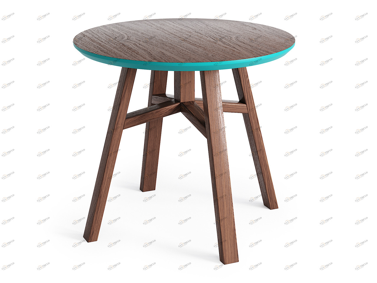 Приставной столик круглый дуб тобакко, бирюзовый 55 см Mack THE IDEA  210075 Коричневый 