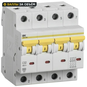 Автоматический выключатель IEK ВА47-60M 4Р C32 А 6 кА MVA31-4-032-C