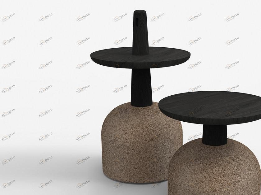 Bonaldo Высокий круглый деревянный журнальный столик sun-id-1501482