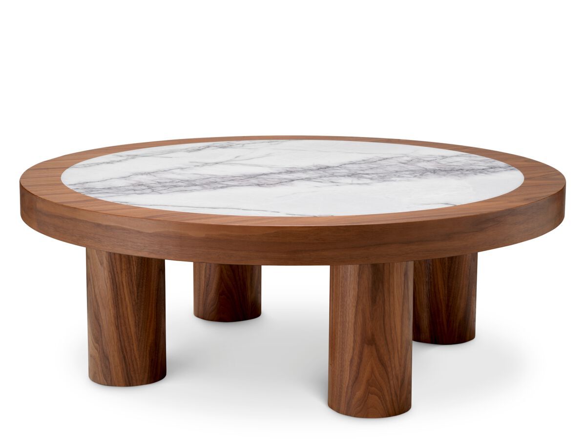 Круглый деревянный и мраморный журнальный столик Eichholtz PRESEDIO ARCH-00042440