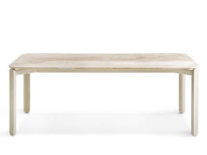 Прямоугольный стол из ясеня и металла с мраморной столешницей