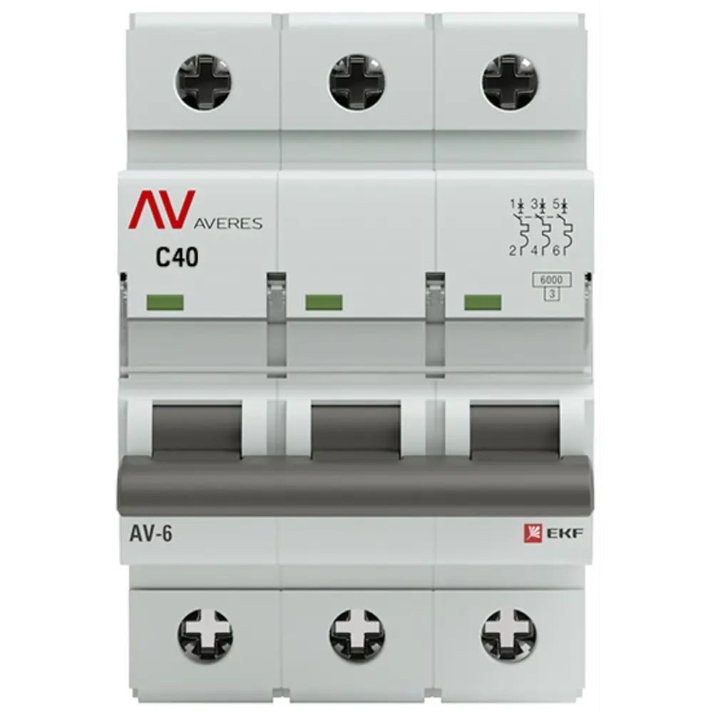 Автоматический выключатель EKF AV-6 3P C40A для защиты электросети 84579890 STLM-0052252 - Вид №1