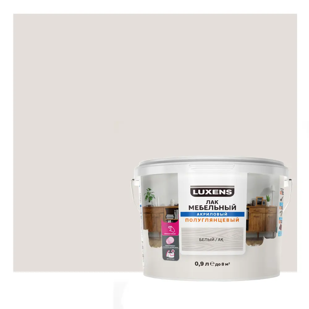 LUXENS Акриловый мебельный лак белый полуглянцевый 0,9 л 82607777 STLM-0031407