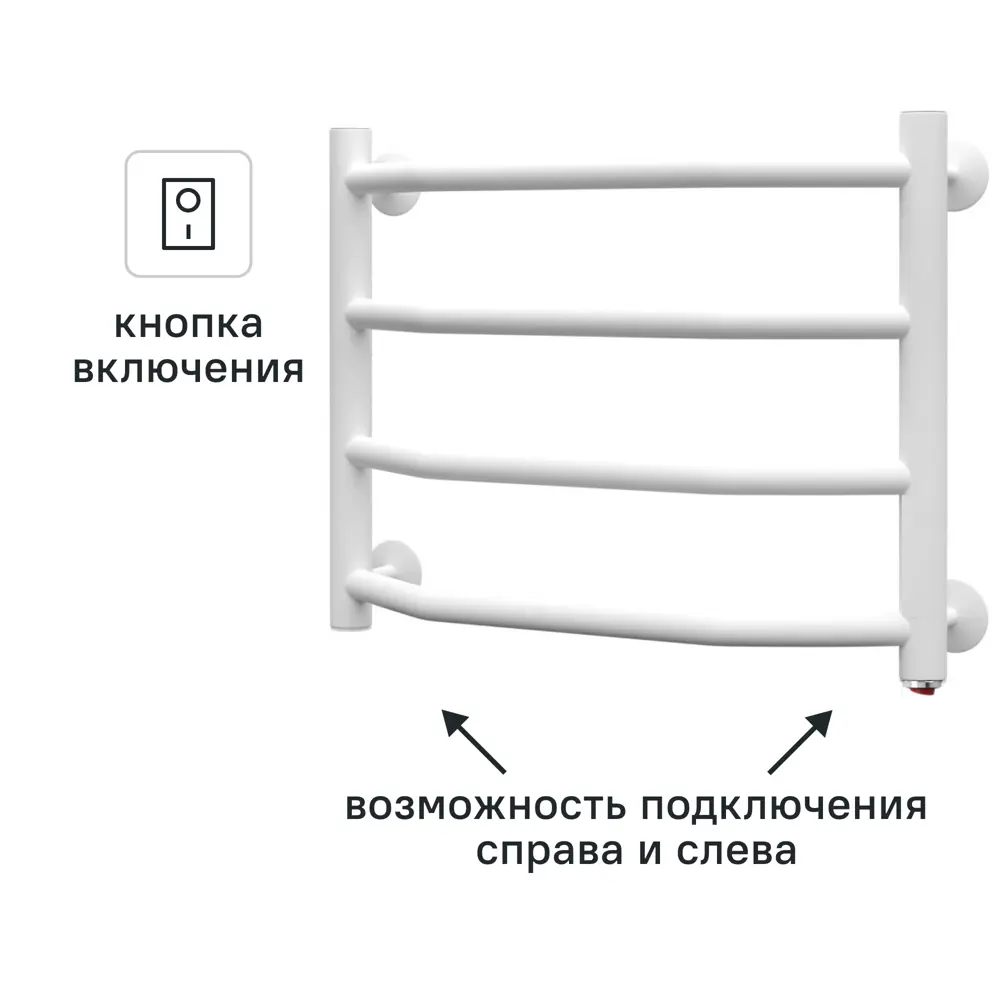 Полотенцесушитель электрический Арго Флоран-Э 500x400 мм 60 Вт лесенка цвет белый STLM-2143075