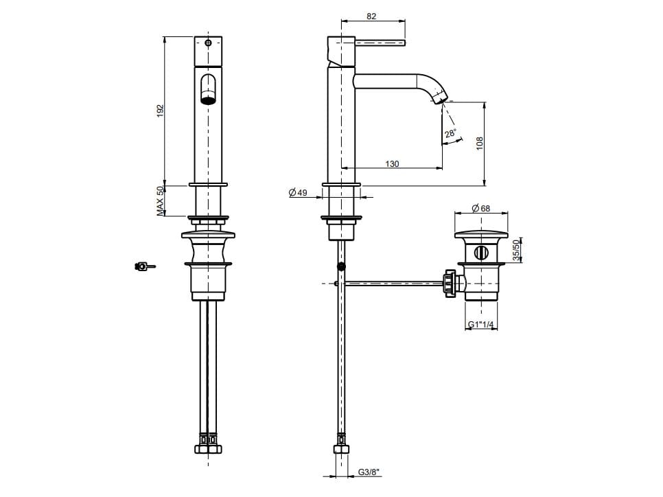 Однорычажный смеситель для раковины с ограничителем расхода Rubinetterie Frattini Pepe XL ARCH-00028905 - Вид №15