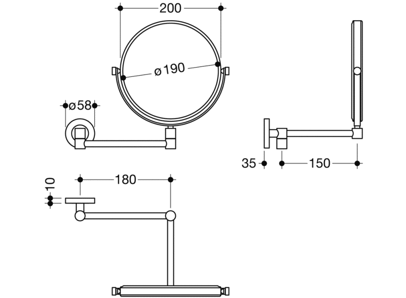 950.01.225 зеркало для макияжа HEWI USA Produkte  - Вид №2