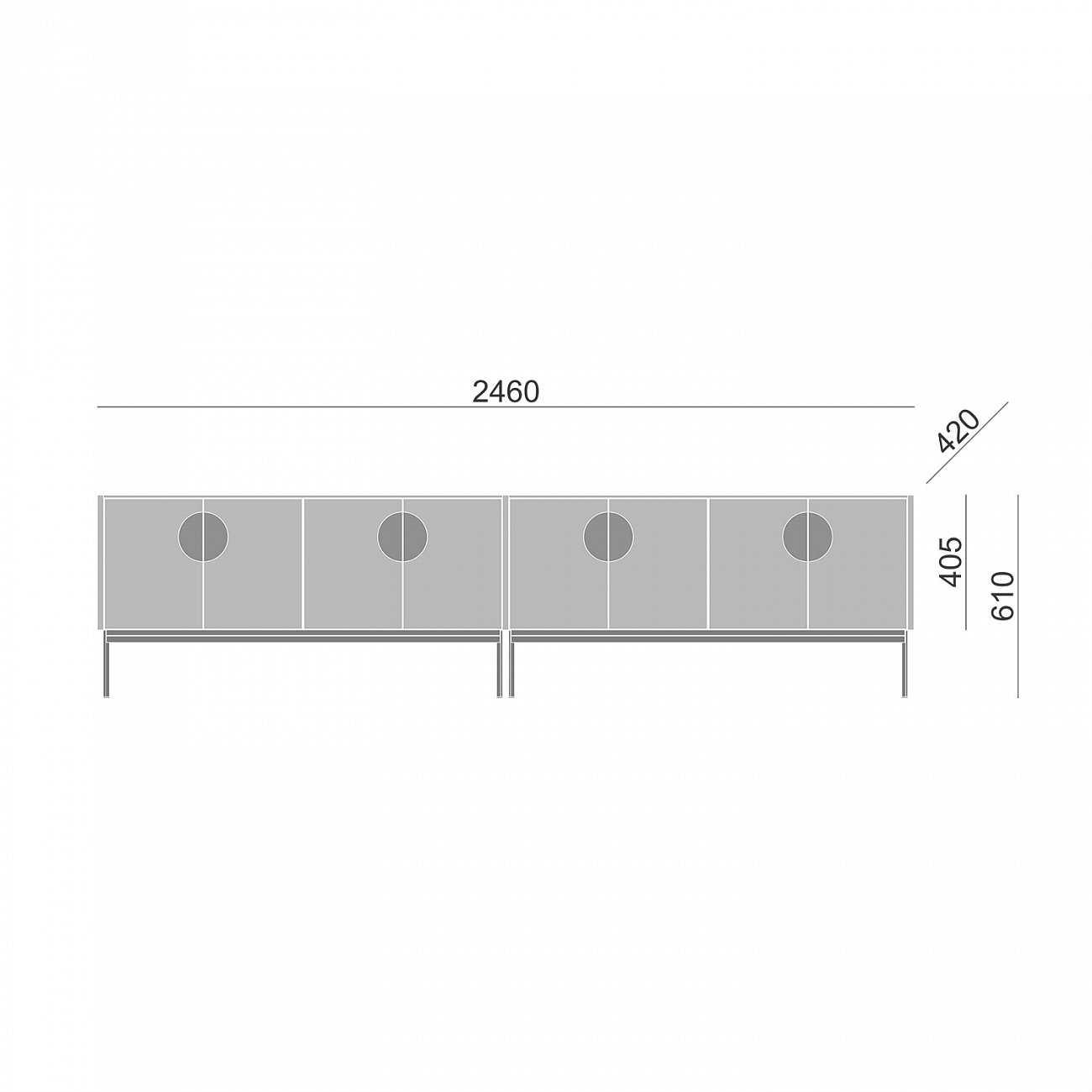 Тумба под телевизор с дверцами 61х246 см черная Alto BRAGIN DESIGN LIVING 00-3862437 Черный - Вид №4