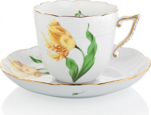 1051663 Herend Чашка кофейная с блюдцем 160мл "Китти" (желтая) Фарфор