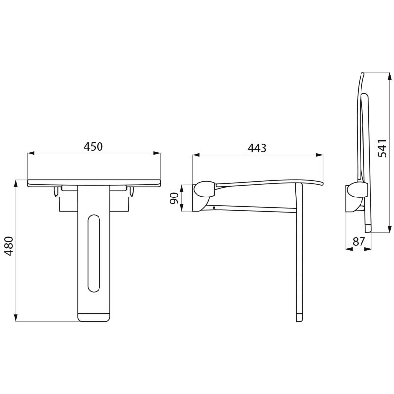 511930W Откидное сиденье для душа Be-Line с ножкой DELABIE  - Вид №1