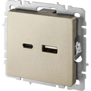 Розетка USB встраиваемая IEK Brite РЮ11-1-БрШ цвет шампань 87761641 STLM-2056700