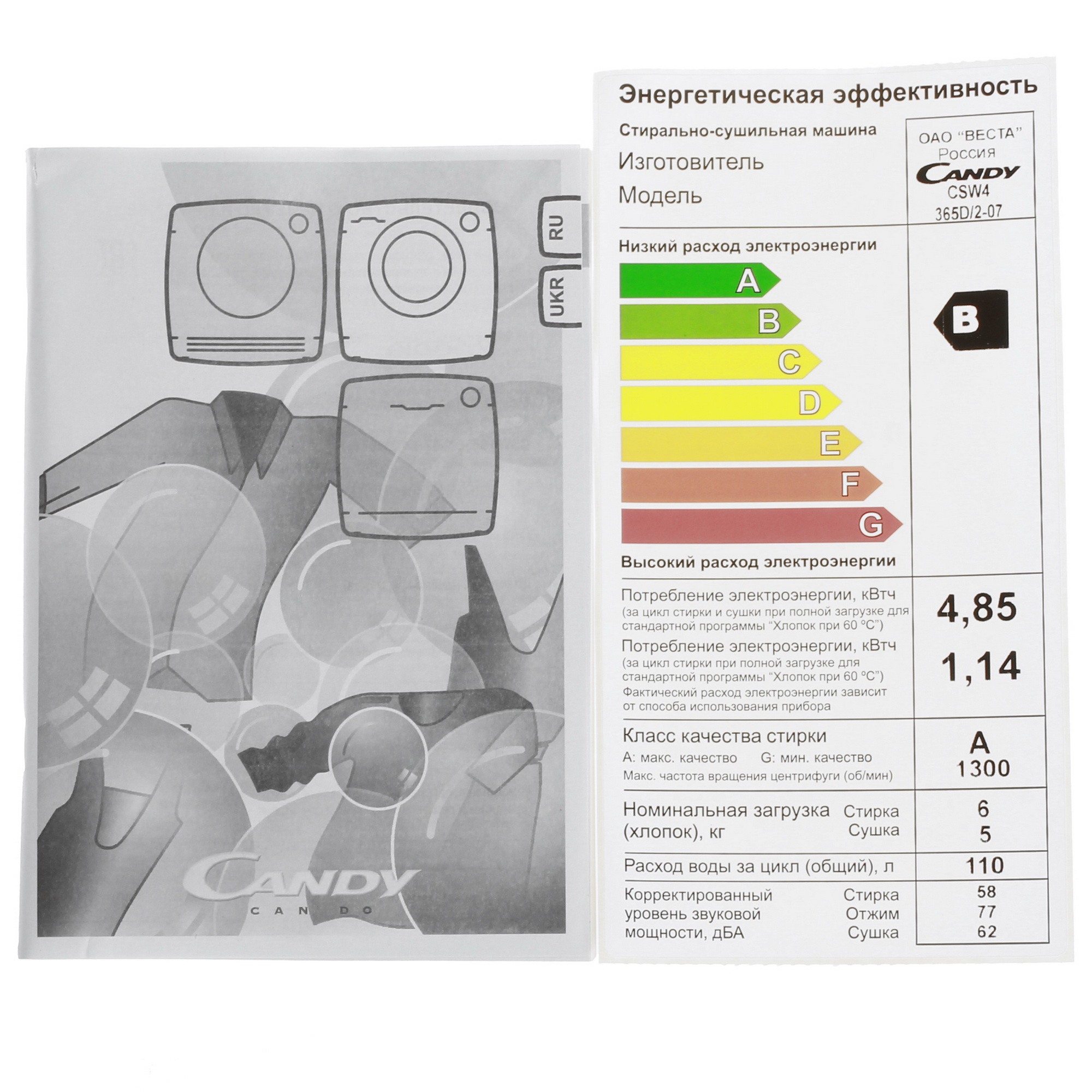 8119978 Стирально-сушильная машина Candy CSW4 365D/2-07 белый STDN-0020110 - Вид №9