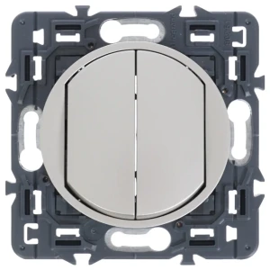 Переключатель встраиваемый Legrand Celiane 2 клавиши, цвет титан