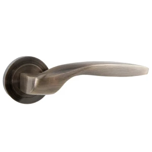 Ручки дверные на розетке Euro AB-045, алюминий, цвет старая бронза