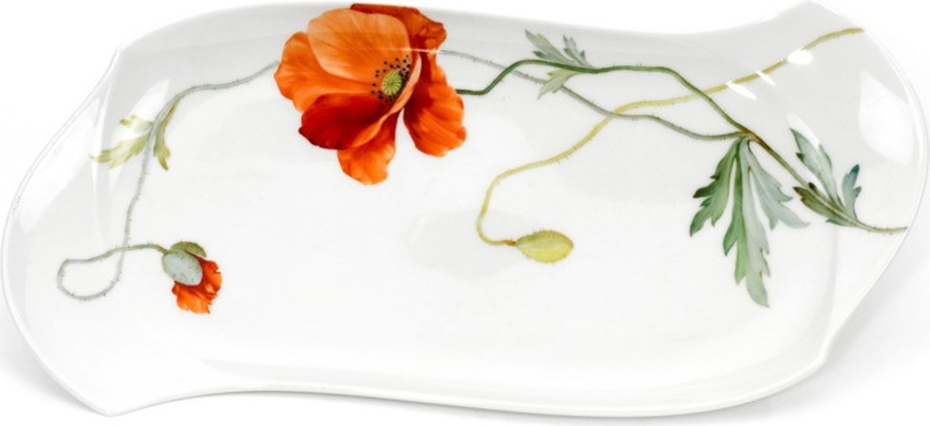 93683 Meissen Блюдо удлиненное 31см "Игра волн, рельеф, маки" Фарфор 