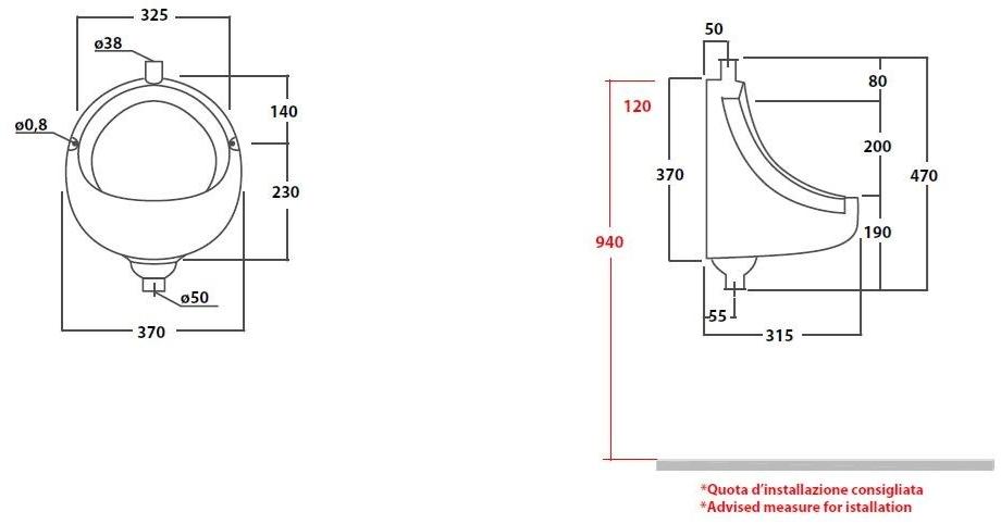 Arc50101 Настенный писсуар, уринал с мушкой Olympia Ceramica Urinal - Вид №2