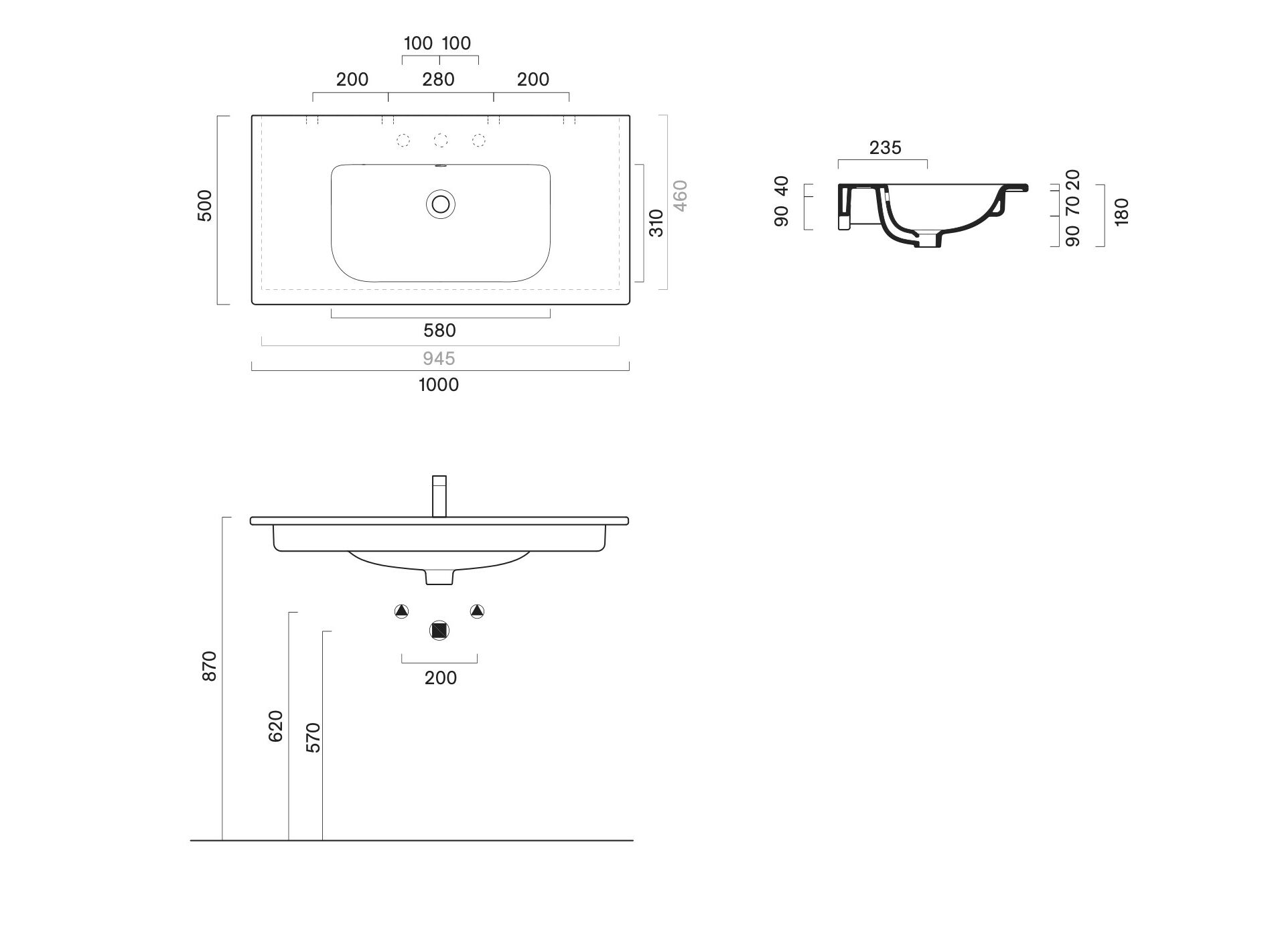 Прямоугольная раковина CERAMICA CATALANO Italy ARCH-00056647 - Вид №3