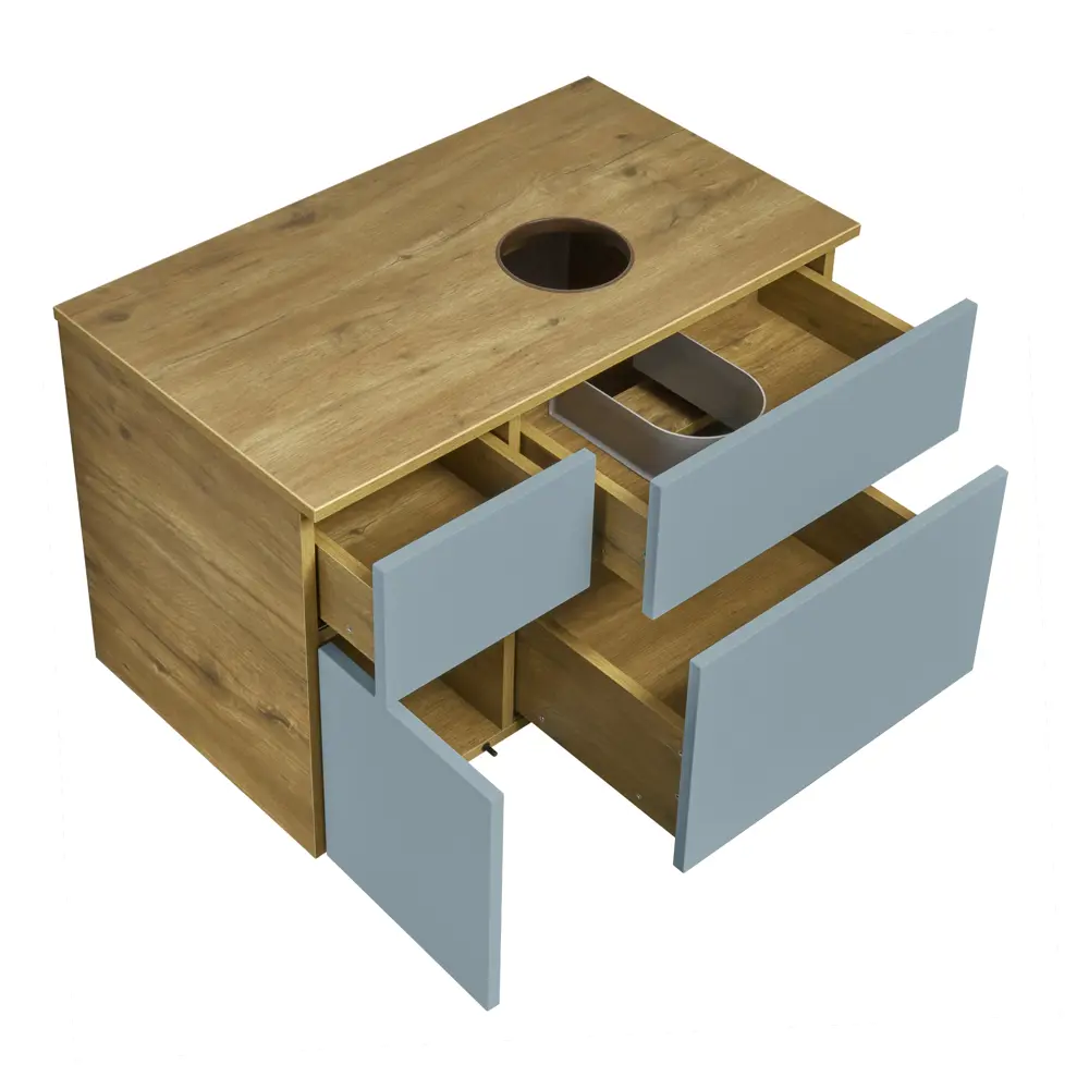 Тумба под раковину подвесная Aquaton «Мишель» 80 см цвет зелено-голубой АКВАТОН STLM-2136670 - Вид №2