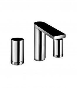 6204  Смеситель для раковины на 3 отверстиявылет 11 см ручки картридж керамический 90° донный клапан нажимного типа Fantini Rubinetti MILANO STAINLESS STEEL