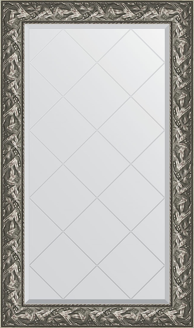 BY 4243 Зеркало с гравировкой в багетной раме - византия серебро 99 mm EVOFORM Exclusive-G