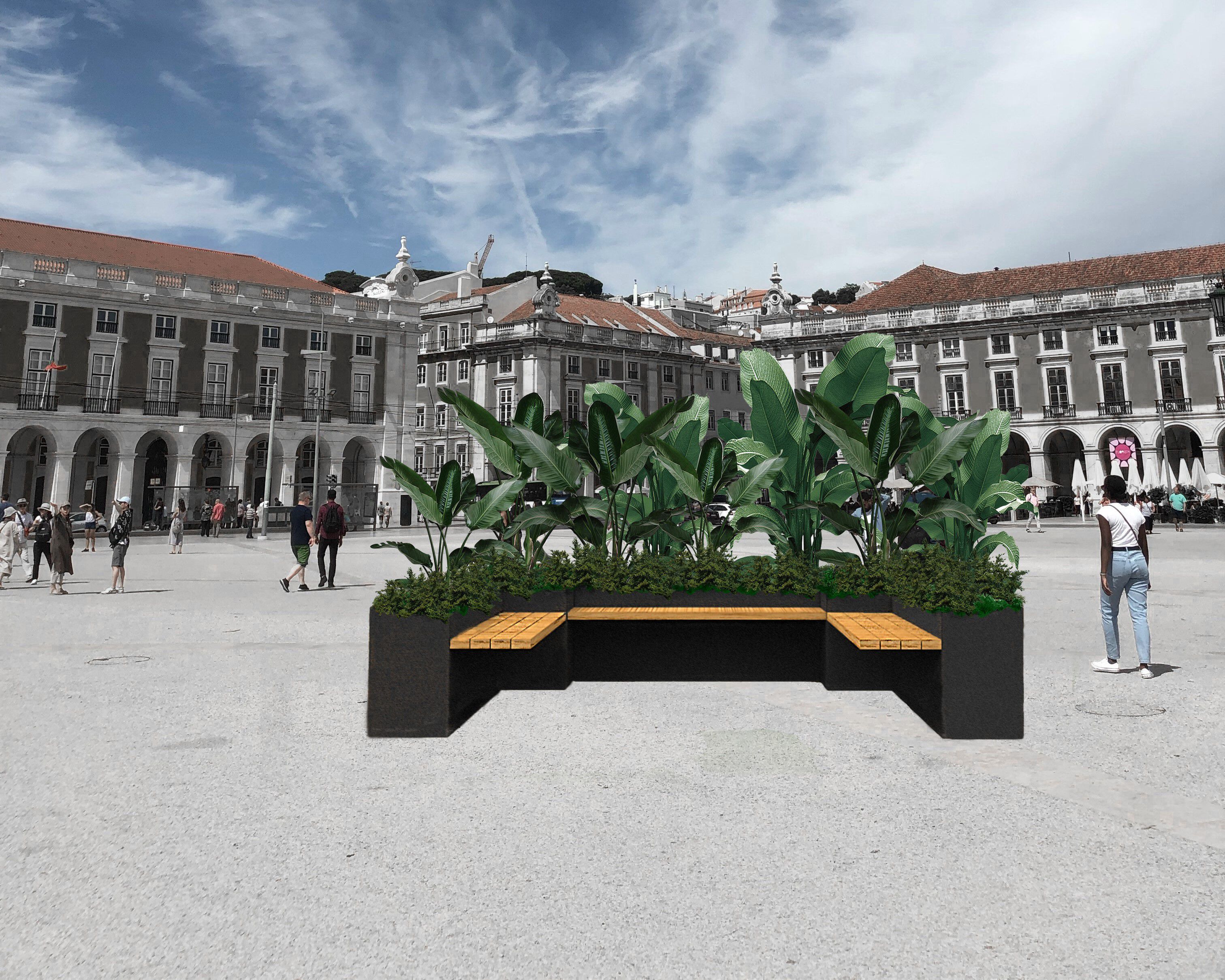 Стальная и деревянная плантатор / скамейка Urbencéa TREV ARCH-00148484 - Вид №1