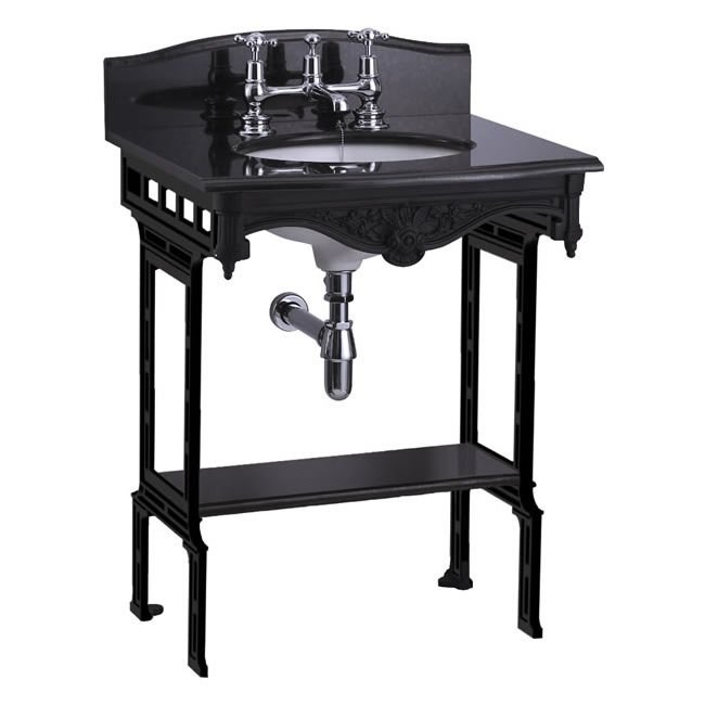 Гранитная столешница на 1,2 или 3 отверстия с подстольем из черного алюминия  Burlington G7 1TH, T48 BLA, G12 65см х 57,5см  - Вид №2