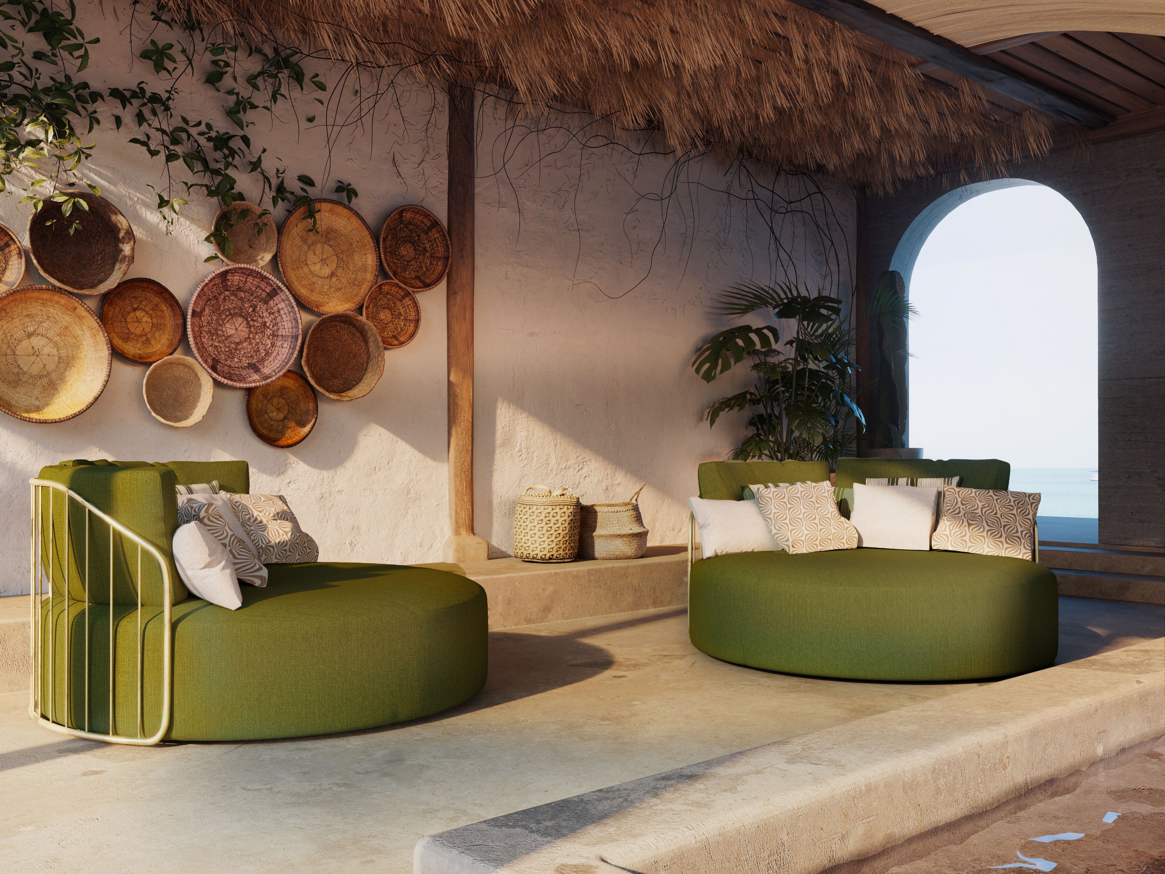 2-местный круглый тканевый садовый диван Formitalia Чарльстон ARCH-00051649 - Вид №1