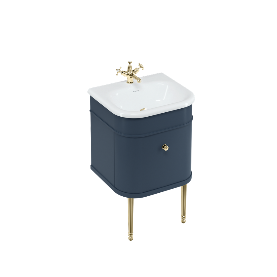 Burlington Chalfont Chalfont 550mm одинарный ящик - синий с никелевыми ножками CH55B-CHLEGNKL  - Вид №3