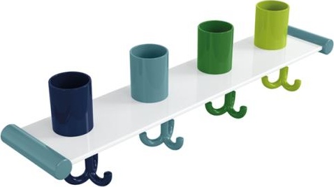 800.03.402 Подставка для зубных щеток с крючками, 4 места HEWI Kids