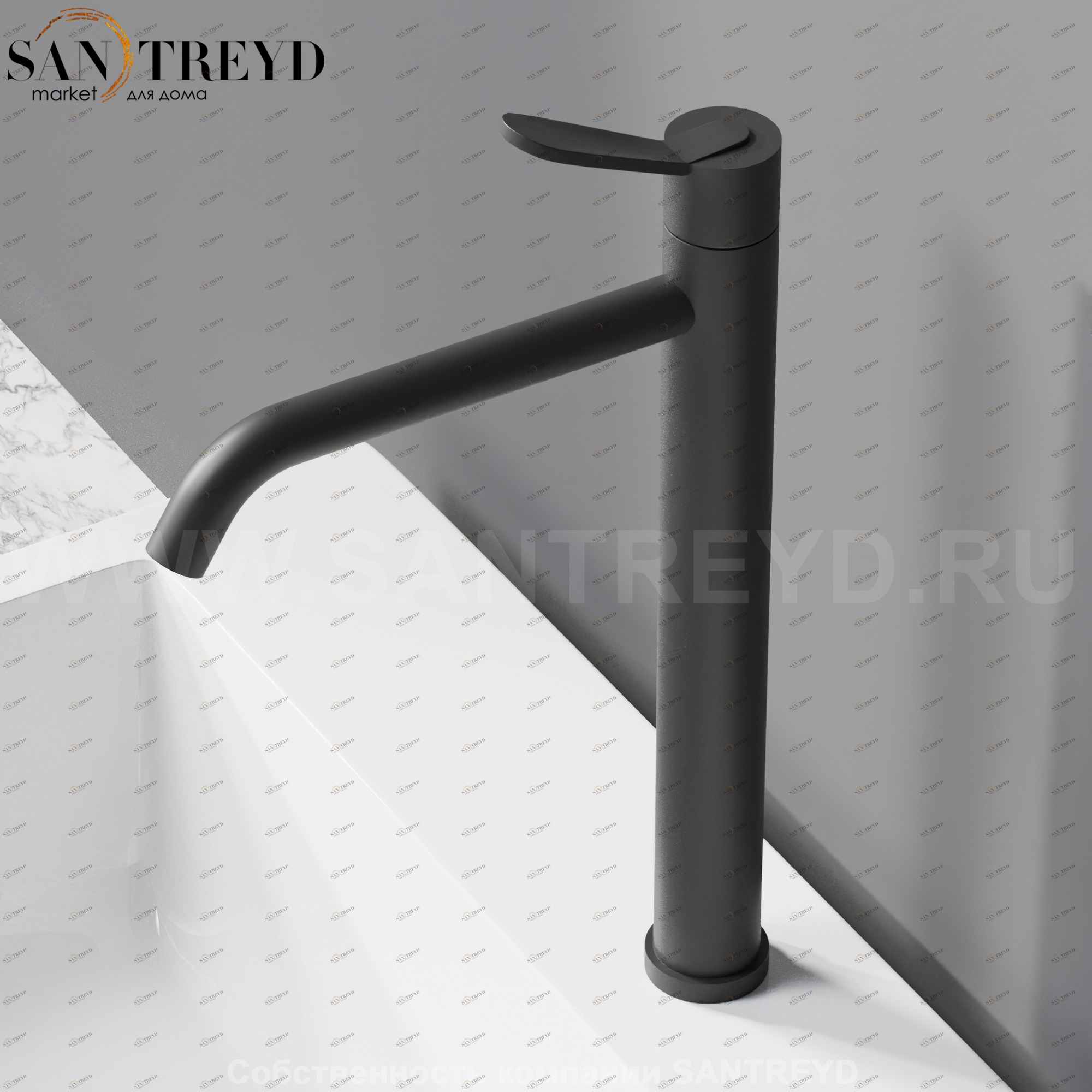 Смеситель AFEZ003E FEZ 2 для раковины черный матовый Agape