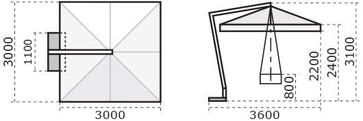 Scolaro Parasol Квадратный зонт с боковой опорой Palladio C3030 pab/c3035 pab - Вид №7