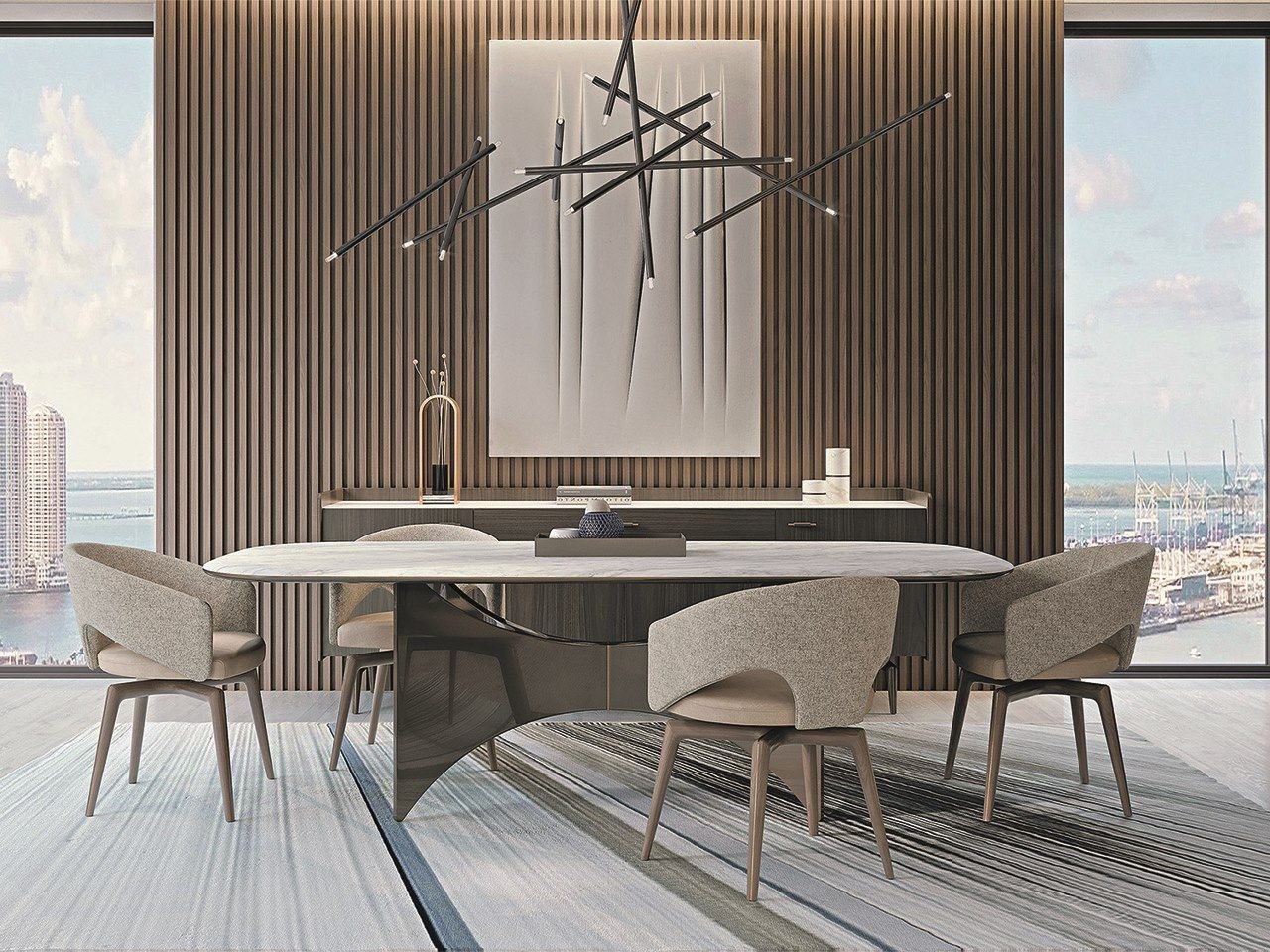 Прямоугольный стол из мрамора и дерева Turri ARCH-00026310 - Вид №1