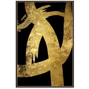 Постер прямоугольный на художественной бумаге 80х60 см "Черно-золотая абстракция-1" EVENHOME ДИЗАЙНЕРСКИЕ 00-3878761 Золото;черный