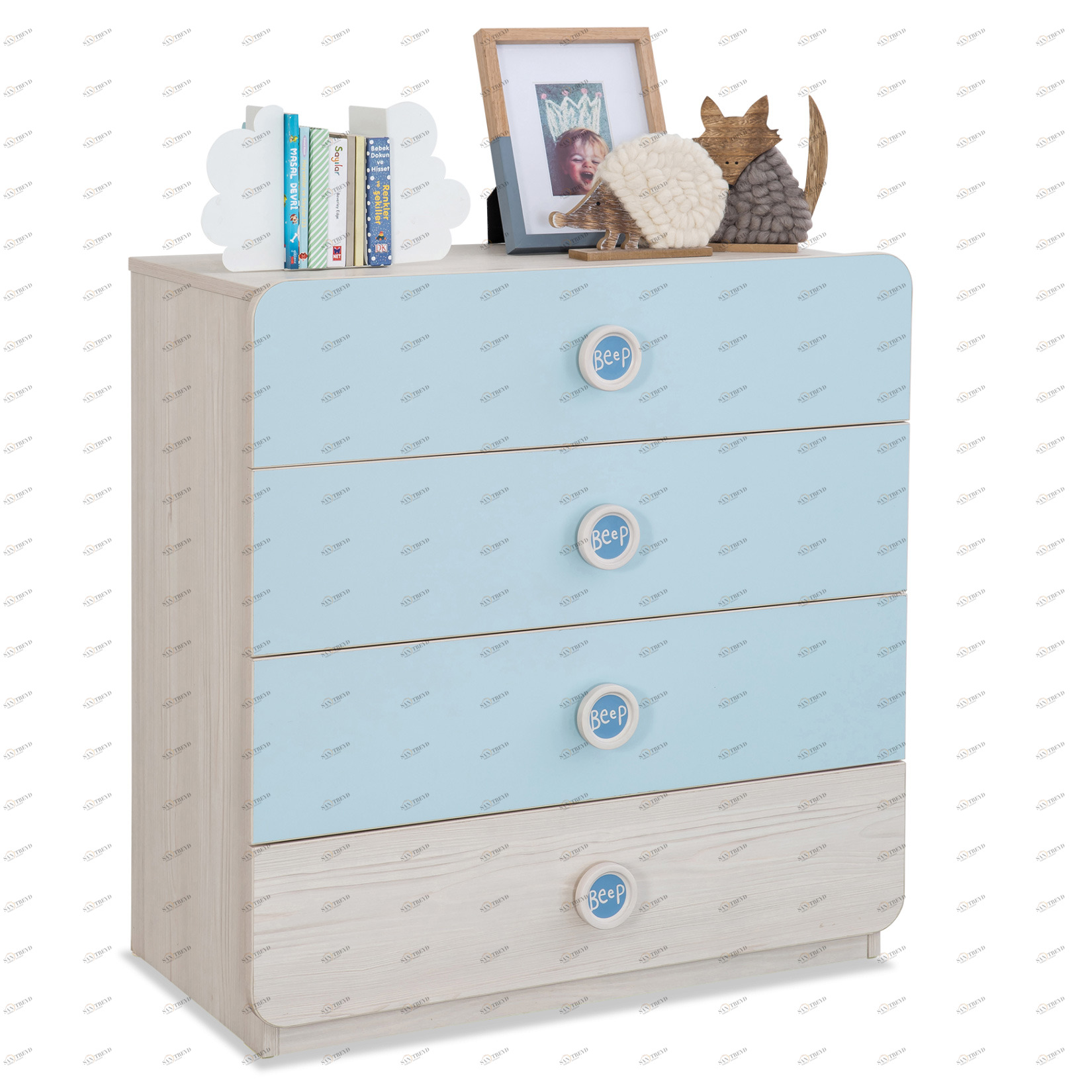 Комод детский с 4 ящиками голубой Baby Boy CILEK BABY BOY 00-3832233 Бежевый;голубой Santreyd 