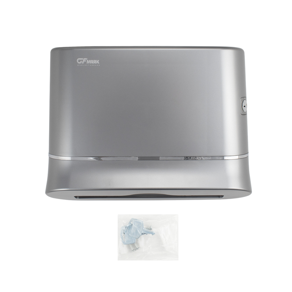 GFmark - Диспенсер для бумажного полотенца МАТОВЫЙ ХРОМ, на две пачки, с ключом, пластиковый, изогнутый. Под Z салфетки., код: 923  - Вид №7