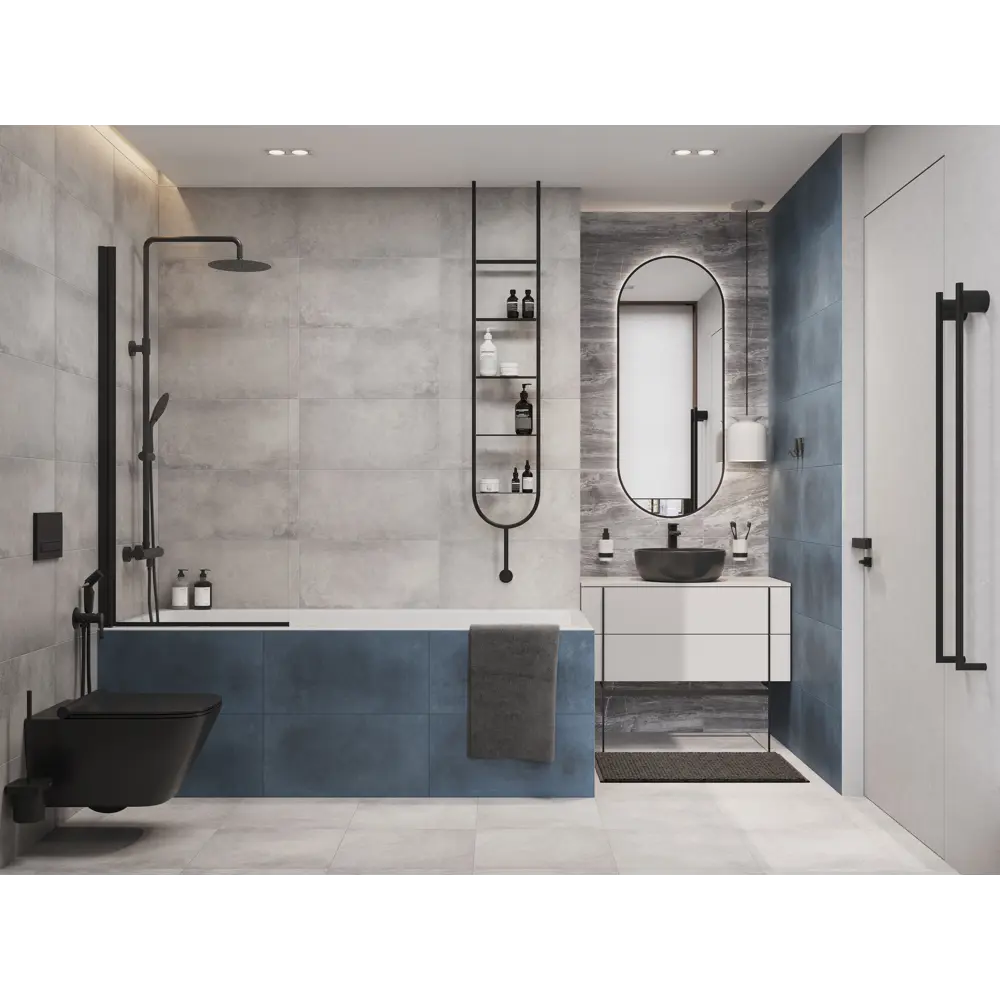 Плитка настенная KREAFORTA Cascada 29.8x59.8 см 1.425 м² глянцевая цвет синий 89440745 STLM-2166429 - Вид №4